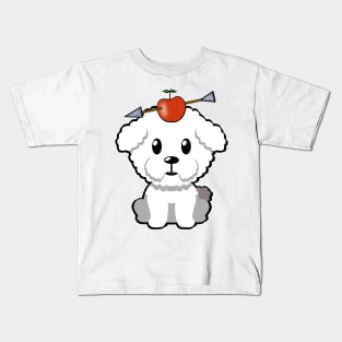 Cute furry dog has an apple and arrow on head Kids T-Shirt